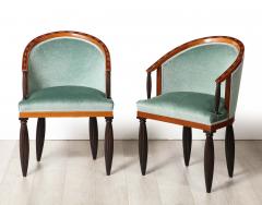 Maurice Dufr ne Important Set of 8 Art Deco Barrel Back Chairs Maurice Dufrene - 3429146