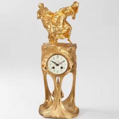 Maurice Dufr ne Maurice Dufr ne and F lix Voulot Gilt Bronze Art Nouveau Clock - 3154500