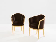 Maurice Dufr ne Maurice Dufr ne giltwood brown velvet armchairs circa 1925 - 4472509