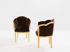 Maurice Dufr ne Maurice Dufr ne giltwood brown velvet armchairs circa 1925 - 4472510