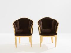 Maurice Dufr ne Maurice Dufr ne giltwood brown velvet armchairs circa 1925 - 4472511