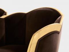 Maurice Dufr ne Maurice Dufr ne giltwood brown velvet armchairs circa 1925 - 4472512