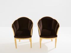 Maurice Dufr ne Maurice Dufr ne giltwood brown velvet armchairs circa 1925 - 4472516