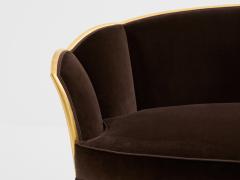 Maurice Dufr ne Maurice Dufr ne giltwood brown velvet sofa circa 1925 - 4472532