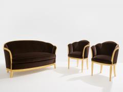 Maurice Dufr ne Maurice Dufr ne giltwood brown velvet sofa circa 1925 - 4472540