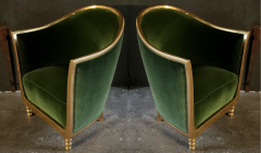 Maurice Dufr ne Maurice Dufrene 1925 art deco rare refined gold leaf frame pair of chairs - 2270657