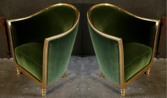 Maurice Dufr ne Maurice Dufrene 1925 art deco rare refined gold leaf frame pair of chairs - 2270658