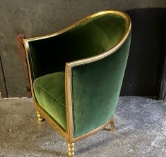 Maurice Dufr ne Maurice Dufrene 1925 art deco rare refined gold leaf frame pair of chairs - 2270794