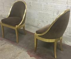 Maurice Dufr ne Maurice Dufrene Refined Empire Inspired Gold Leaf Wood Pair of Side Chairs - 449402