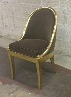 Maurice Dufr ne Maurice Dufrene Refined Empire Inspired Gold Leaf Wood Pair of Side Chairs - 449405