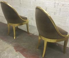 Maurice Dufr ne Maurice Dufrene Refined Empire Inspired Gold Leaf Wood Pair of Side Chairs - 449408