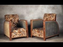 Maurice Dufr ne Maurice Dufrene pair of Modernist Cubist club chairs - 4794423