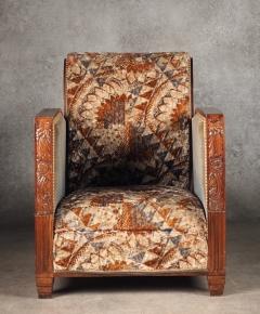 Maurice Dufr ne Maurice Dufrene pair of Modernist Cubist club chairs - 4794434