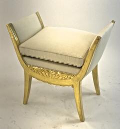 Maurice Dufr ne Maurice Dufrene pair of gold leaf carved wood stools - 1519357