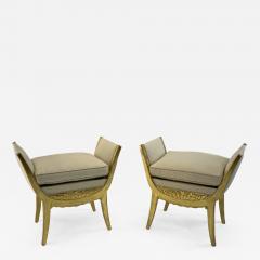 Maurice Dufr ne Maurice Dufrene pair of gold leaf carved wood stools - 1522996