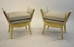 Maurice Dufr ne Maurice Dufrene pair of gold leaf carved wood stools - 2343785