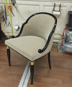 Maurice Dufr ne Maurice Dufrene superb Art Deco chair in black varnished wood - 1609440