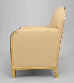 Maurice Dufr ne Pair of French Art Deco Gilt Wood Club Chairs - 422038