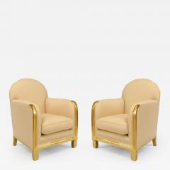 Maurice Dufr ne Pair of French Art Deco Gilt Wood Club Chairs - 422414