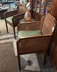 Maurice Dufr ne Pair of Maurice Dufr ne 1925 Art Deco Caned Armchairs - 4251104
