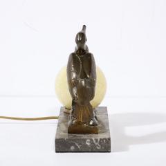 Maurice Frecourt Art Deco Caste Bronze Marble Base Blown Glass Table Light by Maurice Frecourt - 3352661