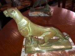 Maurice Frecourt French Art Deco Panther Leopard Panther Bookends by Maurice Frecourt - 1492378