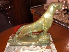 Maurice Frecourt French Art Deco Panther Leopard Panther Bookends by Maurice Frecourt - 1492379