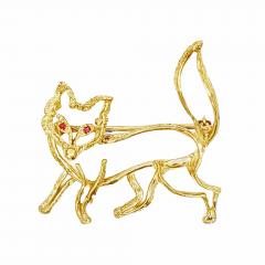 Maurice Guyot Guyot Fox Pin 18kt Yellow Gold Brooch - 4649432