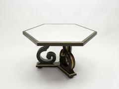 Maurice Hirsch French Neoclassical Maurice Hirsch black gilded mirror table 1970s - 1862175