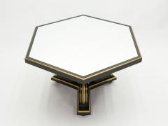 Maurice Hirsch French Neoclassical Maurice Hirsch black gilded mirror table 1970s - 1862176