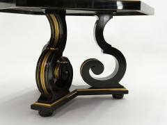 Maurice Hirsch French Neoclassical Maurice Hirsch black gilded mirror table 1970s - 1862179