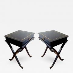 Maurice Hirsch Maurice Hirsch Stamped X Shaped Black Lacquered Side Tables or Bedsides - 376469