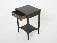 Maurice Hirsch Pair of stamped Maurice Hirsch black wood brass nightstands 1960s - 2652505