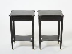 Maurice Hirsch Pair of stamped Maurice Hirsch black wood brass nightstands 1960s - 2652509