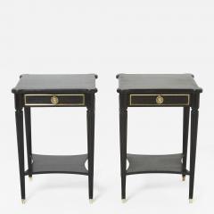 Maurice Hirsch Pair of stamped Maurice Hirsch black wood brass nightstands 1960s - 2670954