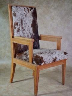 Maurice Jallot Maurice Jallot Pair of Oak Armchairs with Pony Hide - 1570134