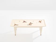 Maurice Jallot Maurice Jallot coffee table oak wood painted carved birds 1930 - 4599316
