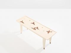 Maurice Jallot Maurice Jallot coffee table oak wood painted carved birds 1930 - 4599317