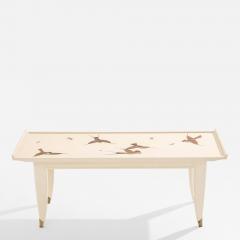 Maurice Jallot Maurice Jallot coffee table oak wood painted carved birds 1930 - 4601749