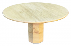 Maurice Villency Maurice Villency Round 48 Travertine Dining Table Octagon Base Italy 1970s MCM - 3114232