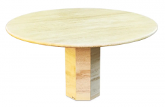 Maurice Villency Maurice Villency Round 48 Travertine Dining Table Octagon Base Italy 1970s MCM - 3114277