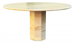 Maurice Villency Maurice Villency Round 48 Travertine Dining Table Octagon Base Italy 1970s MCM - 3114279