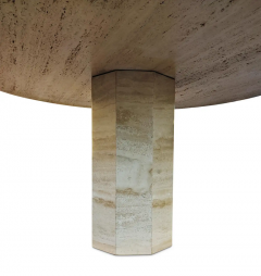 Maurice Villency Maurice Villency Round 48 Travertine Dining Table Octagon Base Italy 1970s MCM - 3114282