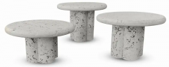 Maurice Villency Post Modern Trio 3 Faux Coral Stone Round Nesting Tables 1970s - 2875416