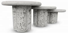 Maurice Villency Post Modern Trio 3 Faux Coral Stone Round Nesting Tables 1970s - 2875421