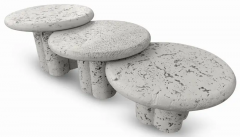 Maurice Villency Post Modern Trio 3 Faux Coral Stone Round Nesting Tables 1970s - 2875438