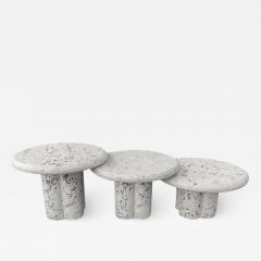 Maurice Villency Post Modern Trio 3 Faux Coral Stone Round Nesting Tables 1970s - 2878901