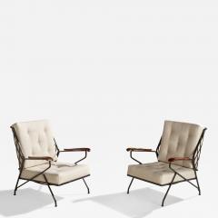 Maurizio Tempestini Lounge Chairs with Iron Maple and Fabric USA 1950s - 4785971