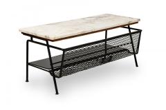 Maurizio Tempestini Maurizio Tempestini for Salterini Metal Coffee Table Marble Top Glass Shelf - 4272929