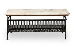 Maurizio Tempestini Maurizio Tempestini for Salterini Metal Coffee Table Marble Top Glass Shelf - 4272930